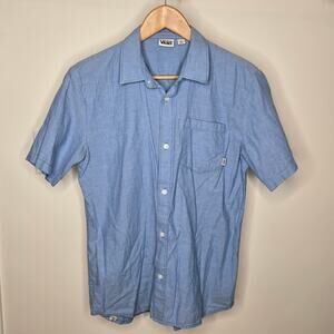 VANS Off the Wall Blue Short Sleeve Button Front Shirt Youth XL or Mens Small